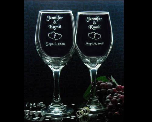 Custom Engraved Wedding Wine Glasses; Includes Couples Name and Wedding Date